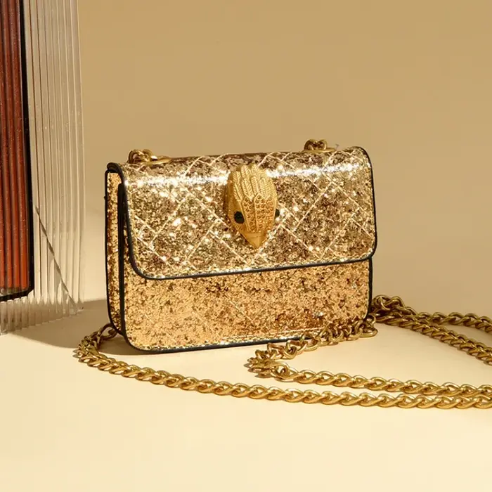 Sac à bandoulière matelassé à paillettes pour femme