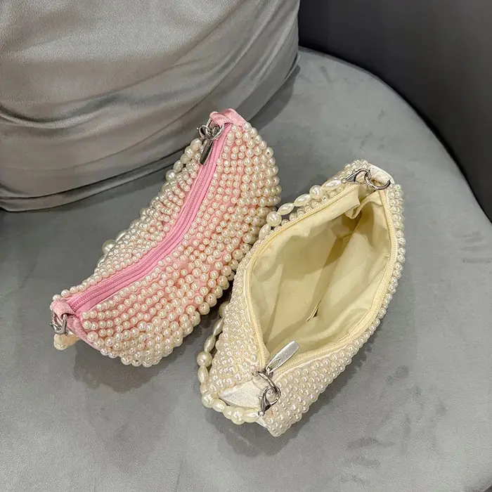 Sac à main Semi-circulaire tissé à la main en perles pour femmes