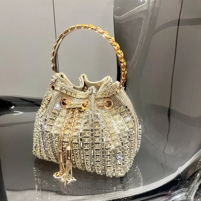 Sacs à main et sacs à main de luxe pour femmes, pochette seau, sac de banquet de soirée, sac à bandoulière en strass cristal