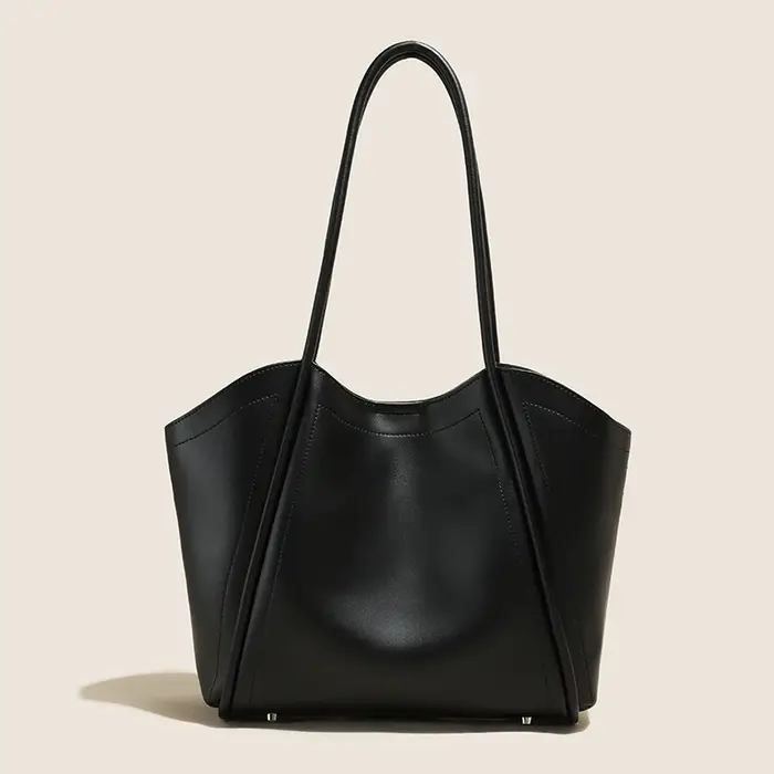 Sac fourre-tout en cuir véritable pour femmes, couleur unie, grande capacité, sac à bandoulière pour
