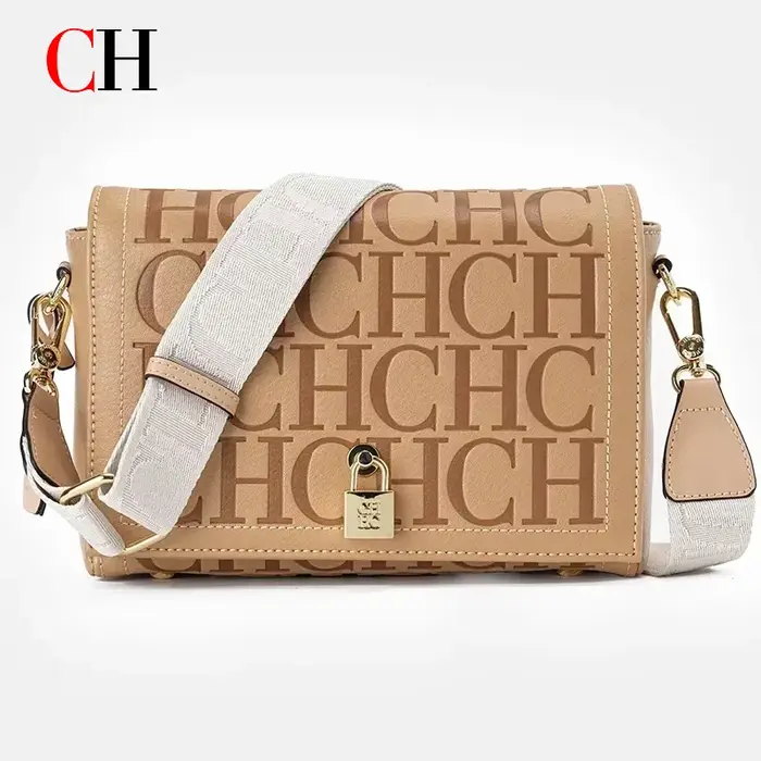 Sac bandoulière CH pour femme en cuir PU avec fermoir métallique décoratif