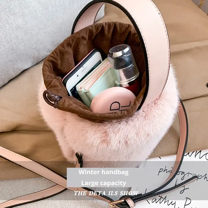 Sac seau Sac à main mode fausse fourrure sacs d'hiver femmes épaule Sac à bandoulière dames
