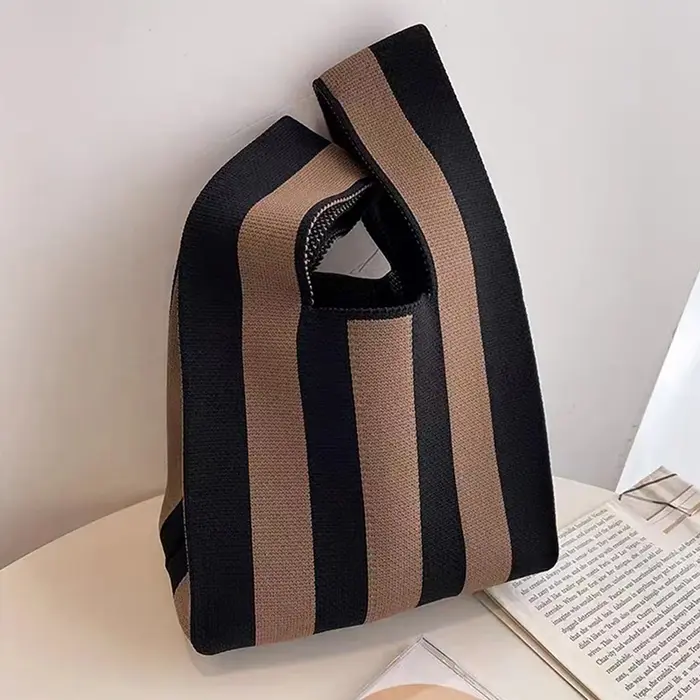 Sacs à main en tricot faits à la main pour femmes, mini sac de poignet à nœud, fourre-tout décontrac