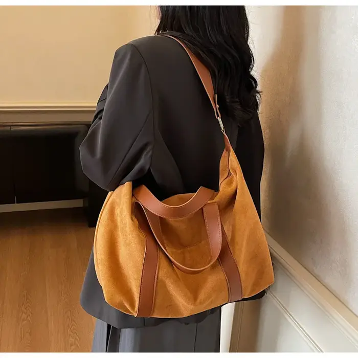 Nouveau sac à main pour femmes grands fourre-tout Faux daim femme épaule sacs à bandoulière grande capacité voyage Fitness sac marron bolsa