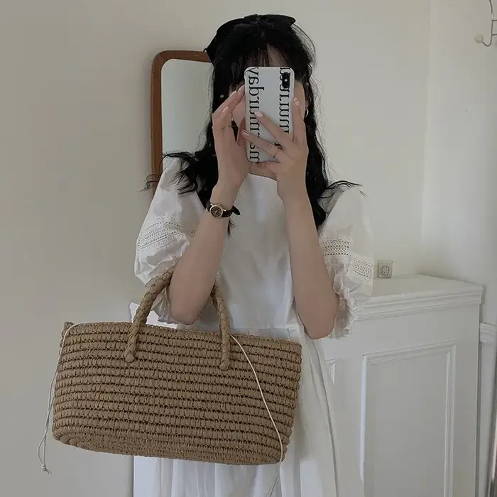 Sac de plage horizontal élégant avec cordon de serrage