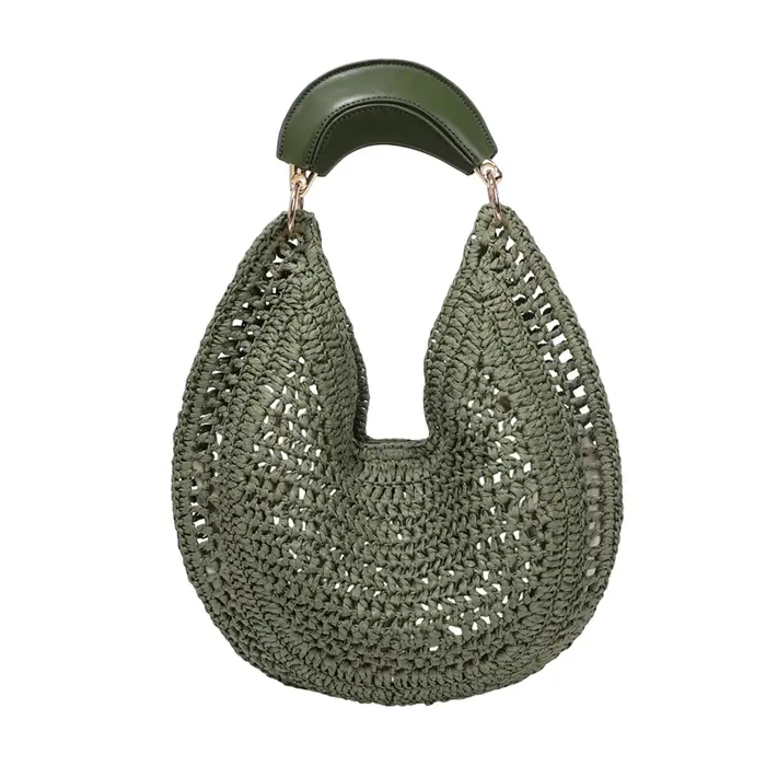Sac fourre-tout bohème en paille tressée pour femme