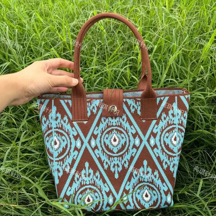 Nouveau sac à main pour femme de grande capacité, fourre-tout tissé à carreaux, sac de banlieue à la
