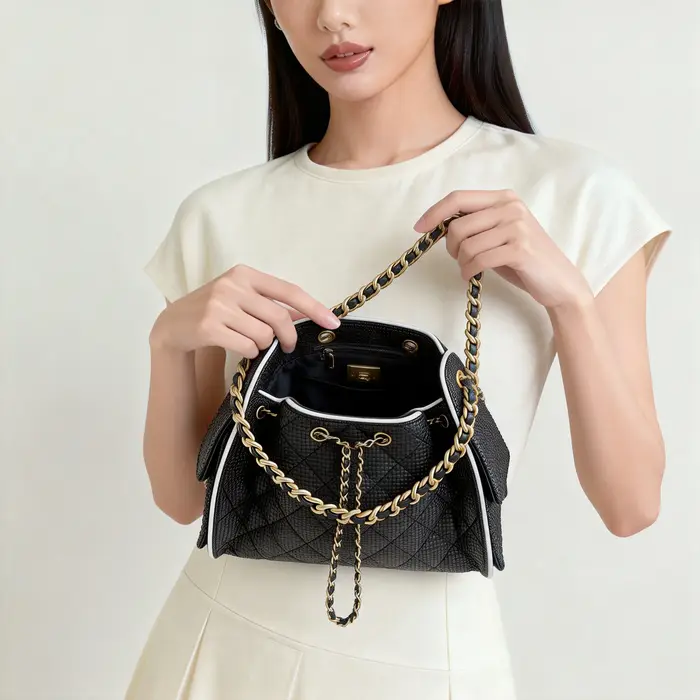 Sac à bandoulière de grande capacité de style bohème à motif diamant, style urbain, sac bandoulière