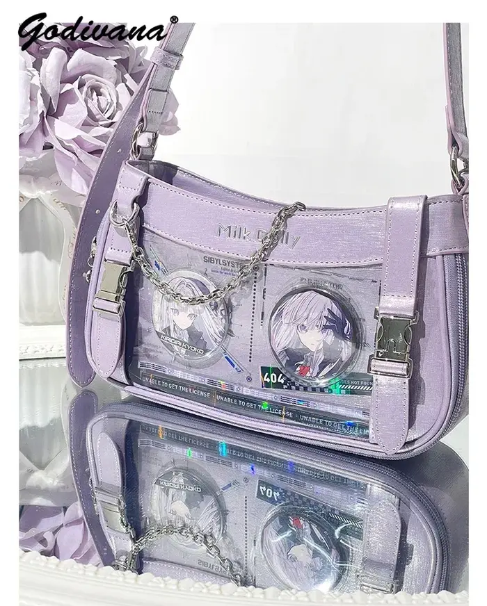 Sac à Bandoulière Transparent en Cuir Solide pour Femme