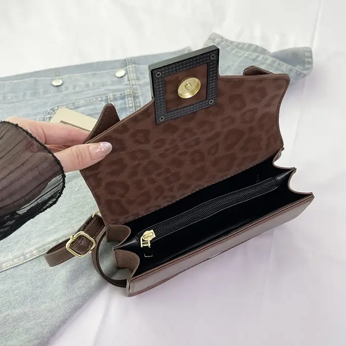 Petit sac carré Vintage imprimé léopard