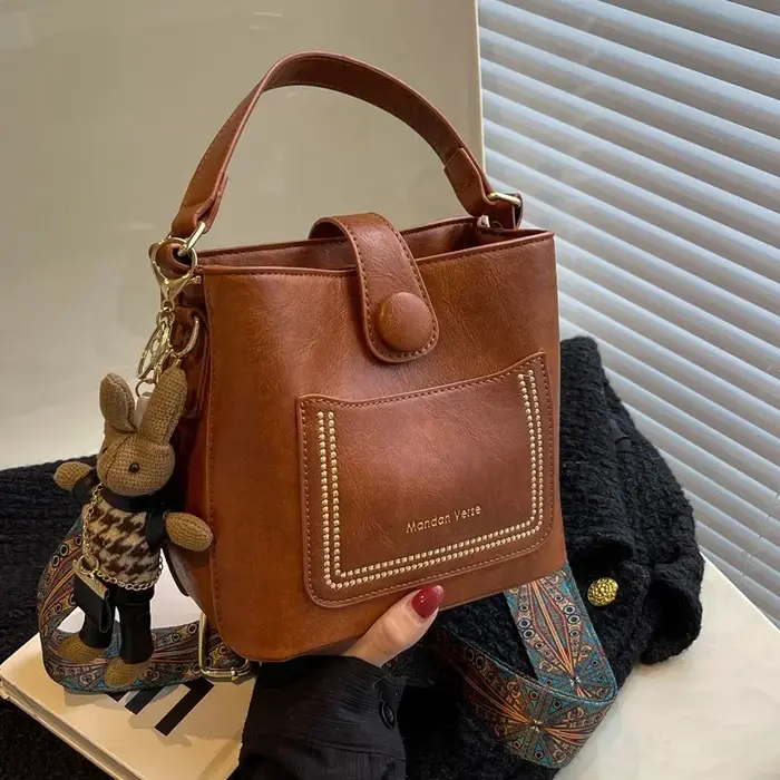 Petit sac à bandoulière vintage simple en cuir PU pour femme