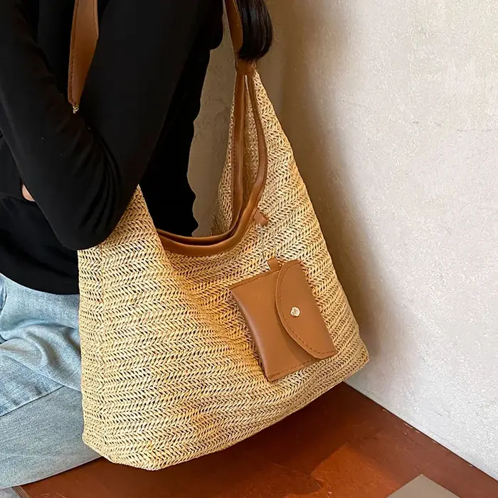 Sac fourre-tout tissé à la main grande capacité pour femme
