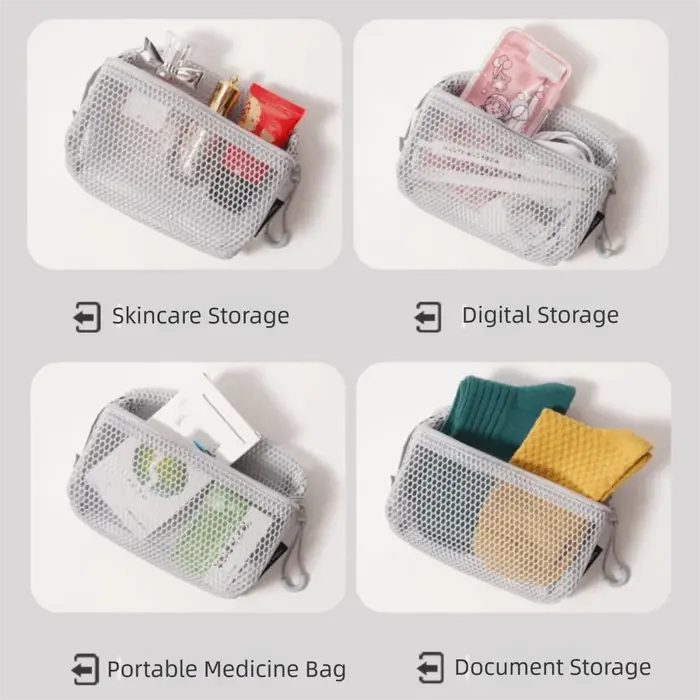 Pochette de rangement en Nylon décontractée, à main avec fermeture éclair, sac à cosmétiques, pochette de voyage en maille polyvalente