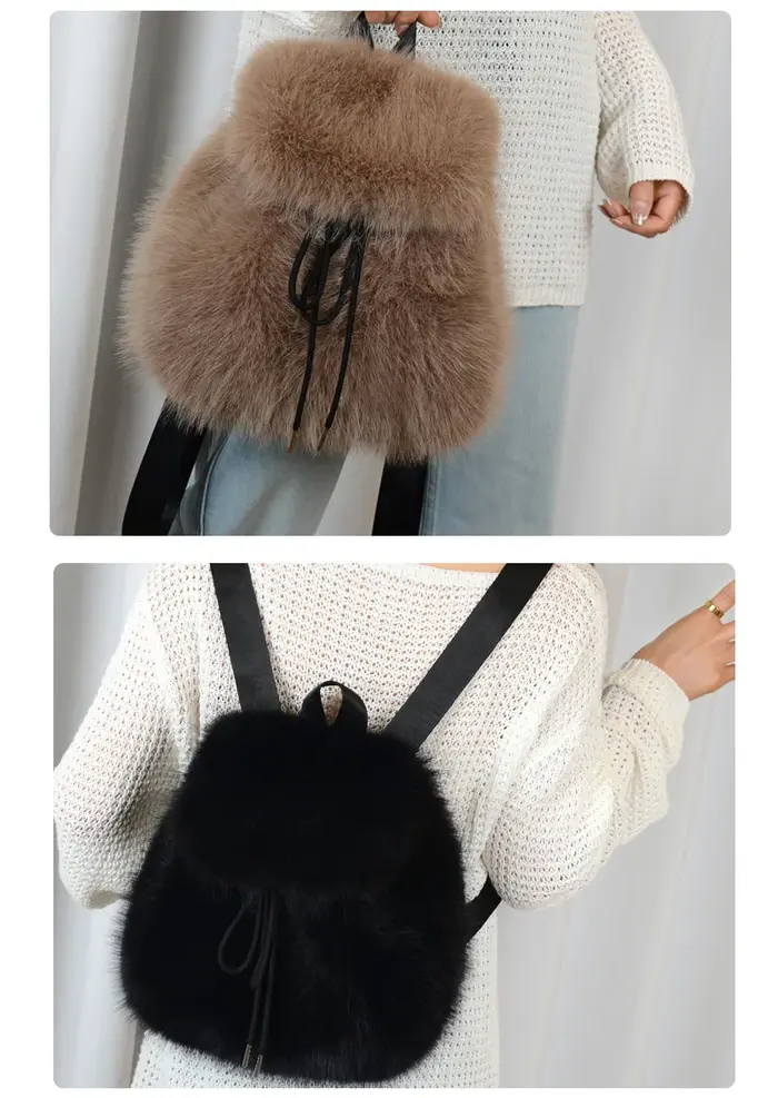 Sac à dos en fausse fourrure pour femmes