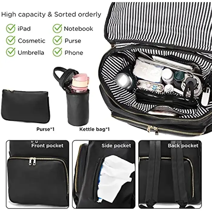 Sac à dos à langer en cuir pour femme