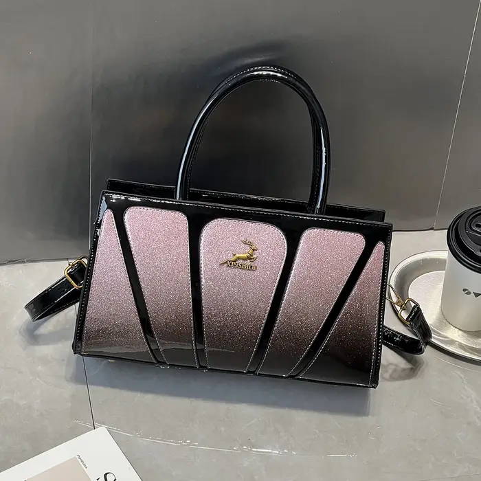 Sac à main rétro en cuir PU pour femmes, grande taille, épissage de colle, sac à bandoulière simple, Style pour les déplacements professionnels, nouvelle collection 2025