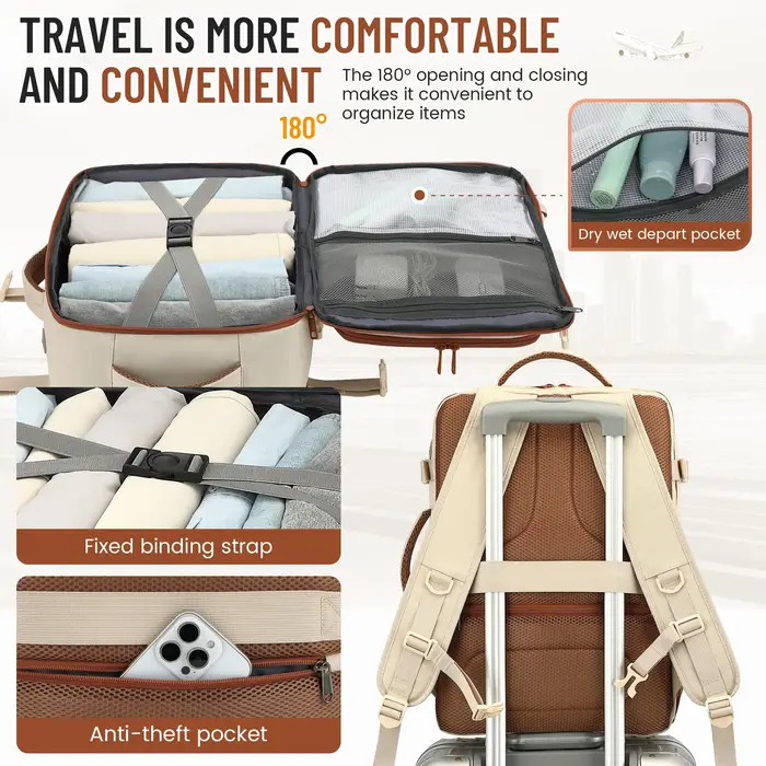 Sac à dos de voyage pour femme ; sac à dos conforme aux normes des compagnies aériennes