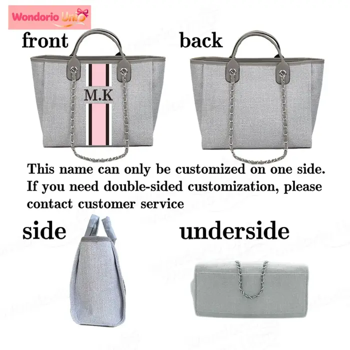 Sac fourre-tout en toile personnalisé avec monogramme