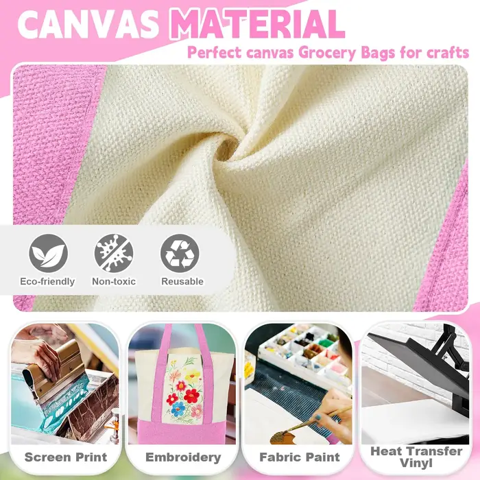 Lot de 1 à 3 sacs fourre-tout en toile DIY