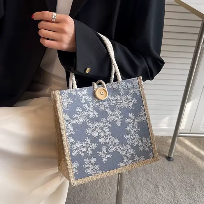 Sac à main en lin portable pour femme
