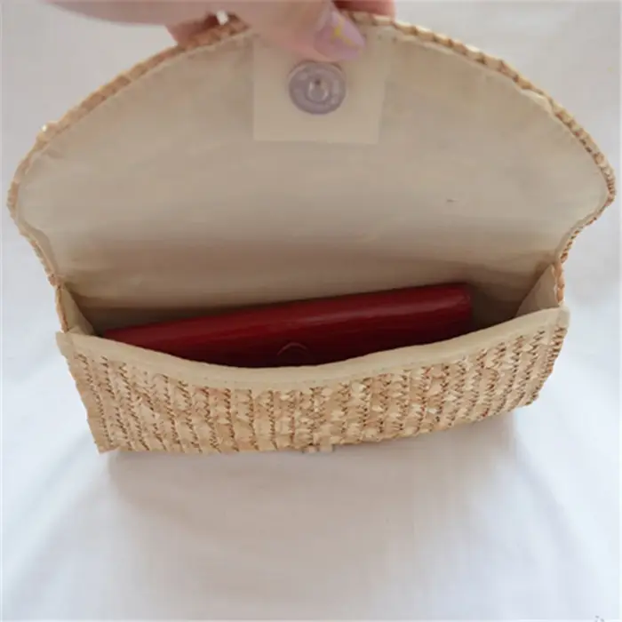 Pochette tissée en paille de blé pour femme, tressée à la main, portefeuille féminin, sac à main enveloppe, été, plage, voyage