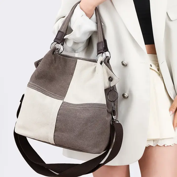 Sac fourre-tout rétro en toile pour femme