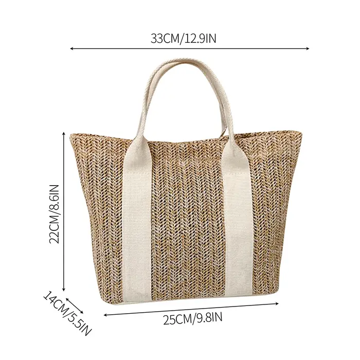 Sac fourre-tout en paille tendance pour femmes