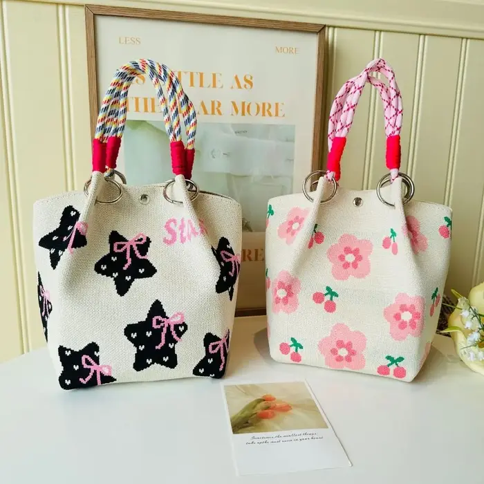 Sac fourre-tout tricoté chat mignon