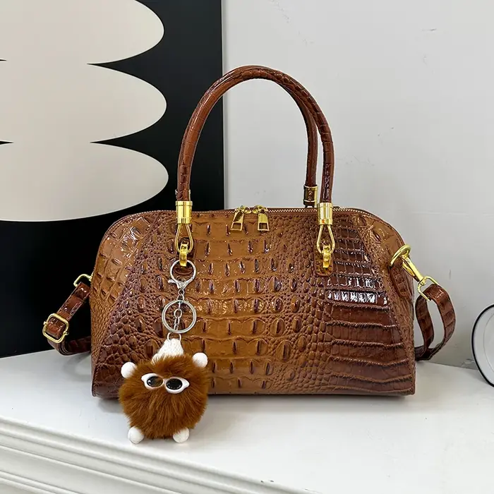 Sac à main classique en cuir de Crocodile noir pour femmes, sac à bandoulière de luxe de styliste à 