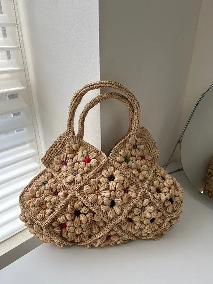 Sac de plage tissé de luxe haut de gamme pour femme