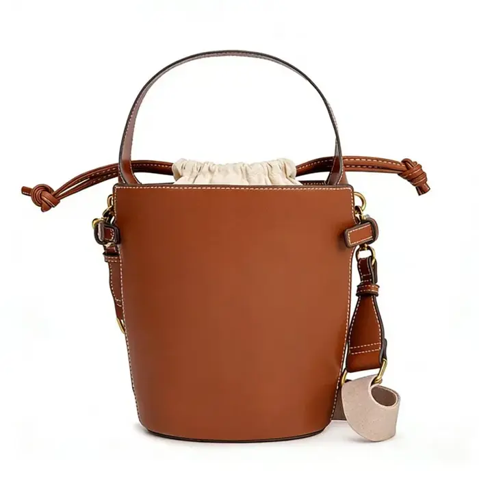 Nouveau sac seau tendance en cuir souple
