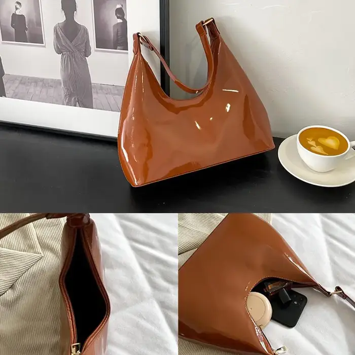 Sac à bandoulière Vintage brillant en cuir PU pour femmes
