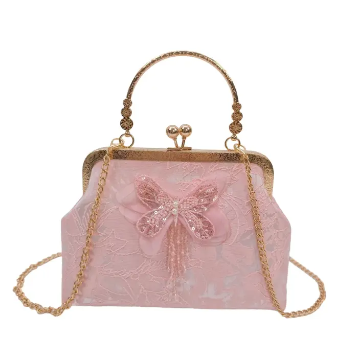 Pochette brodée papillon style chinois