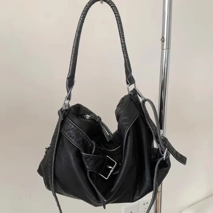 Sac fourre-tout rétro en cuir pour femme