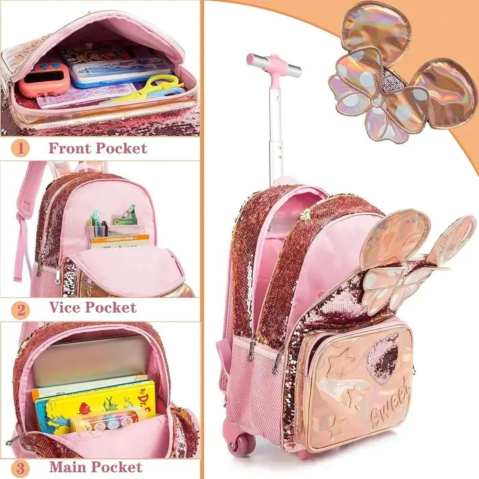 Sac à dos roulant pour filles