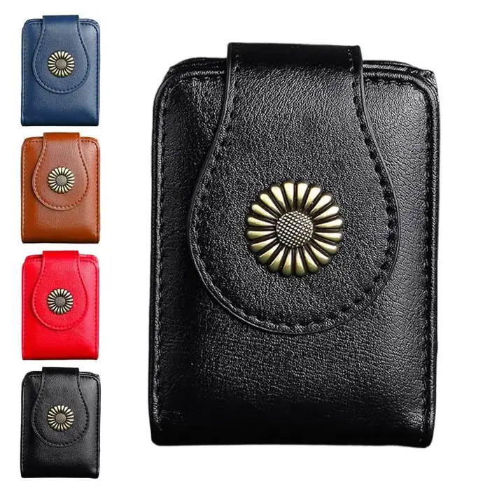 Mini trousse à cosmétiques avec miroir en cuir PU