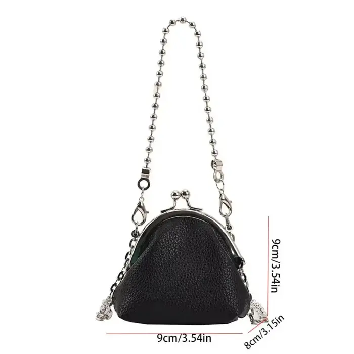 Sac bandoulière en cuir PU français avec chaîne métallique