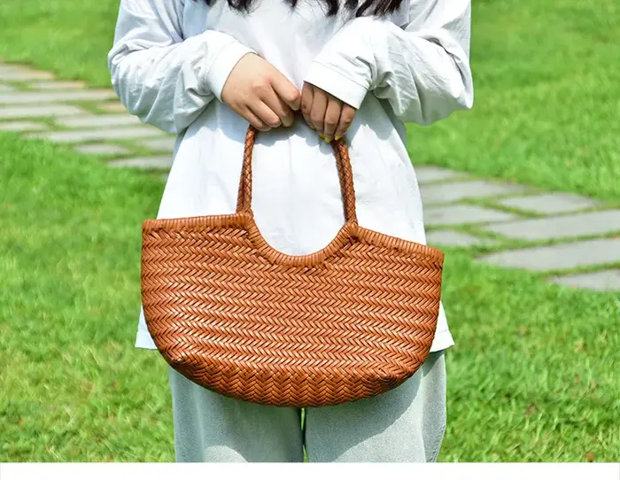 Sacs à main en cuir de mode pour femmes, tissage de cuir, sac de Shopping décontracté, panier Vintag