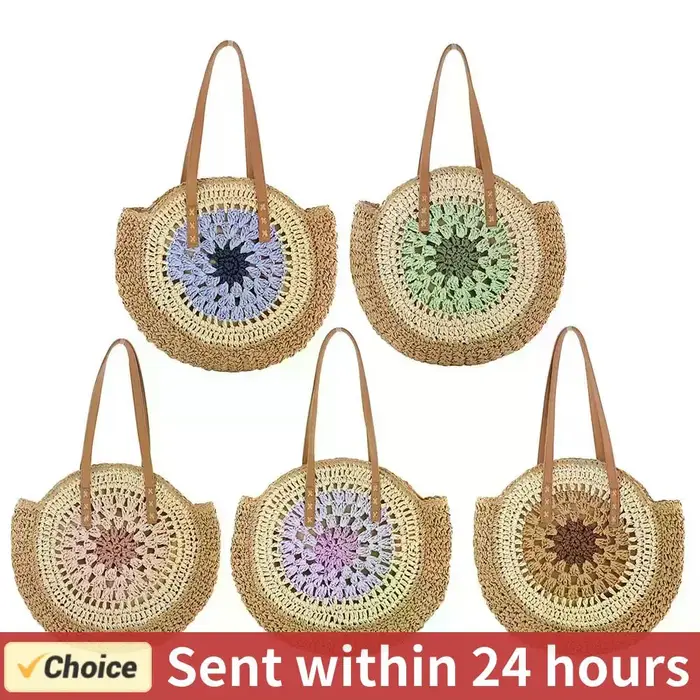Sac à Main Rond en Paille pour Femme