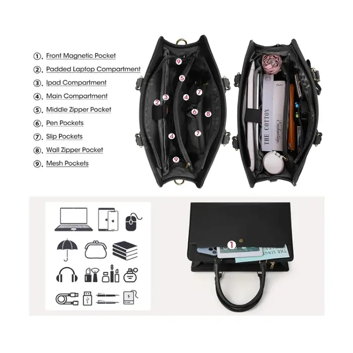 Sac d'ordinateur portable de grande capacité pour femme