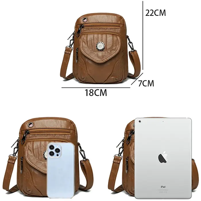Petit sac à bandoulière en cuir Pu souple pour femmes