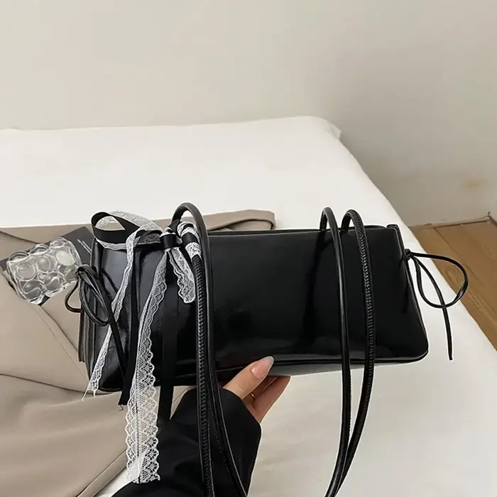 Sac à bandoulière multicolore tendance en cuir PU avec nœud papillon