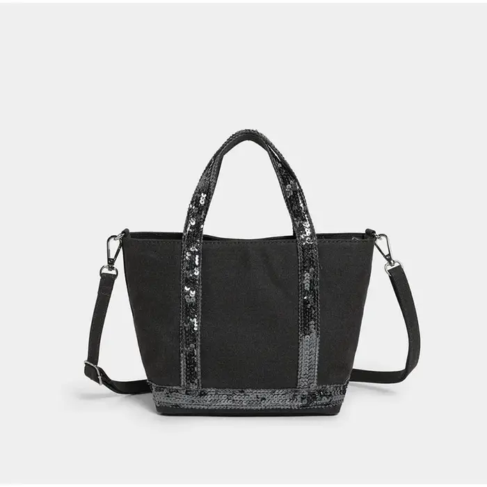 Sac fourre-tout Vintage en toile pour femmes, grande capacité, paillettes contrastées, sac à main de