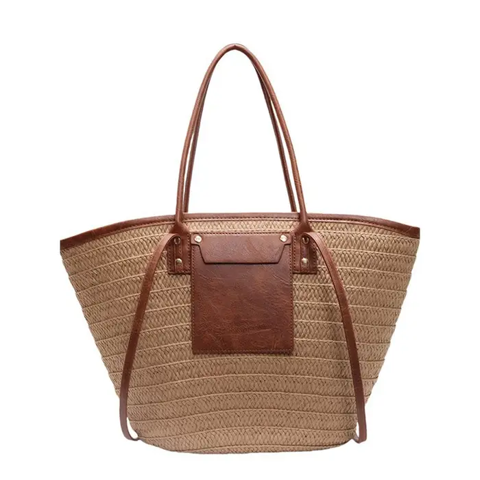 Sac fourre-tout en paille tressée grande capacité style bohème