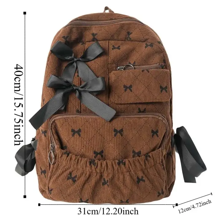 Sac à dos en velours côtelé avec nœud
