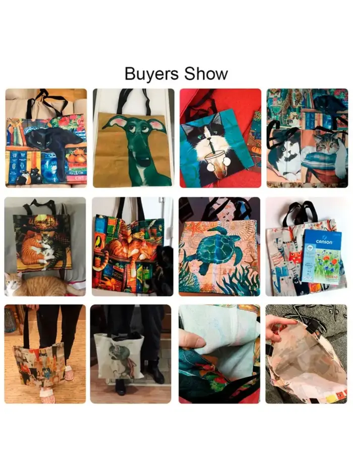 Sac fourre-tout réutilisable en polyester imprimé Boston Terrier