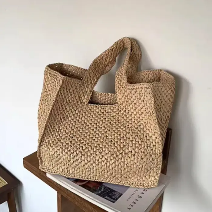 Sac à main en raphia tressé décontracté pour femme