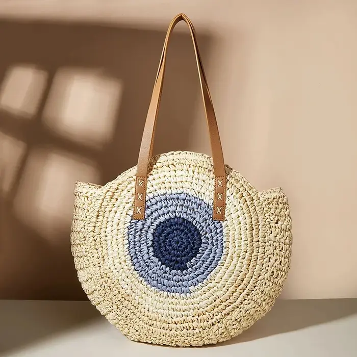 Sac de plage rond en paille