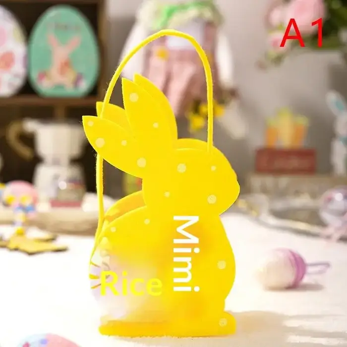 Sac fourre-tout en feutre doux pour bonbons, panier de rangement, sac cadeau de Pâques, sac lapin 3D