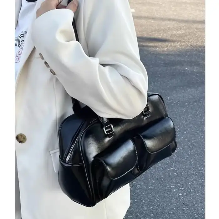JIAERDI rétro blanc Bowling sac à main femmes filles chaudes en cuir poche Chic sac